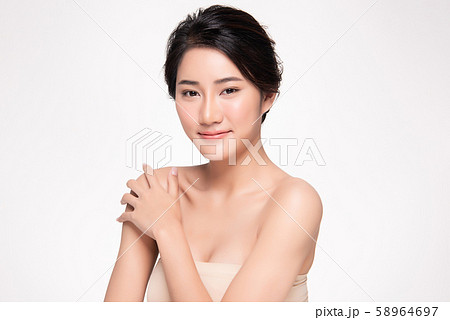 Beautiful Young Asian Woman with Clean Fresh Skin, 58964697