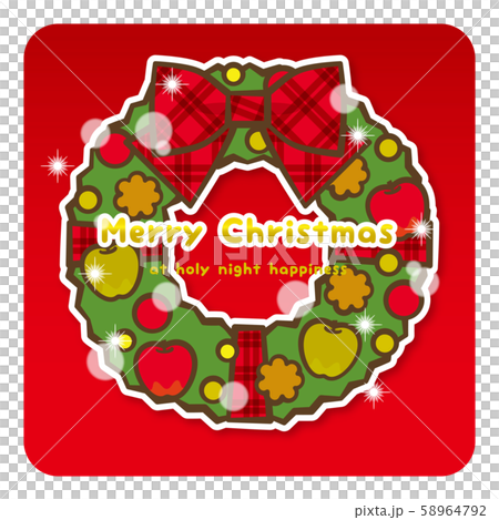 クリスマスリース ロゴ 赤 のイラスト素材