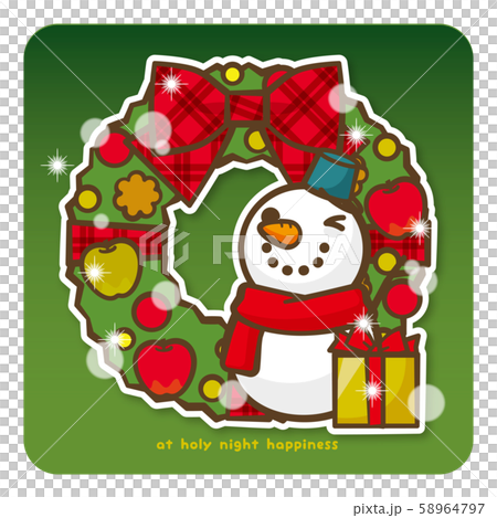 Happy Christmas Snowman and present (green) Happy Christmas Snowman and present (green) 58964797