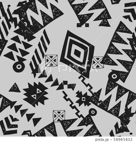 Seamless Ethnic pattern. Tribal vector abstract monochrome background 58965832