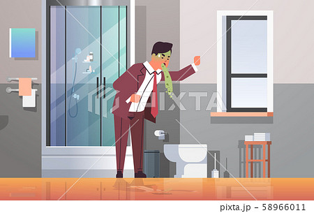 sad businessman with pale face vomiting nausea stomach ache food or alcohol poisoning digestive 58966011