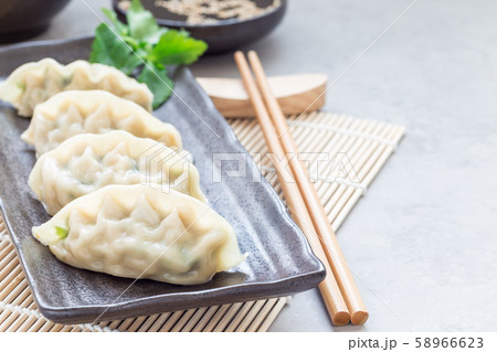 Steamed Korean dumplings Mandu with chicken meat 58966623