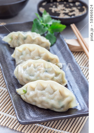 Steamed Korean dumplings Mandu with chicken meat Steamed Korean dumplings Mandu with chicken meat 58966624