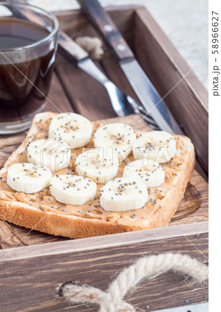 Healthy sandwich with crunchy peanut butter 58966627