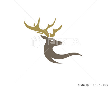 Deer with big horns for logo design illustration on white background Deer with big horns for logo design illustration on white background 58969405