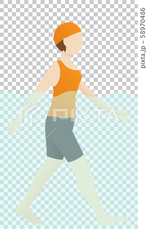 水中ウォーキングをする女性のイラスト 58970486