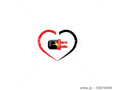 Electric power male and female in the heart for logo design illustration on white background 58970996