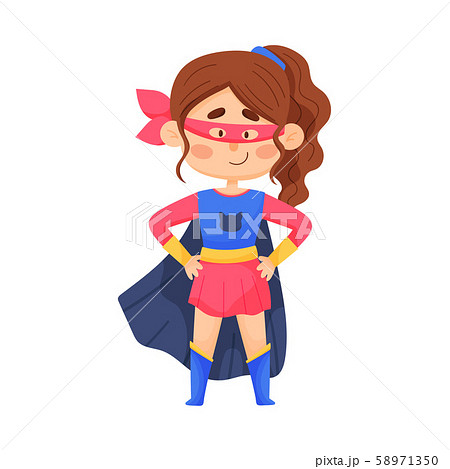 Little Girl In Cat Woman Suit And Blindfold Vector Illustration Cartoon Character 58971350