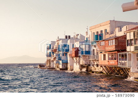 Little Venice the most popular sight in Mykonos Island Little Venice the most popular sight in Mykonos Island 58973090