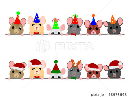 かわいいネズミのボーダー　パーティー　クリスマス 58973648