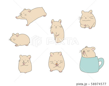 Kinkuma Hamster Set Stock Illustration