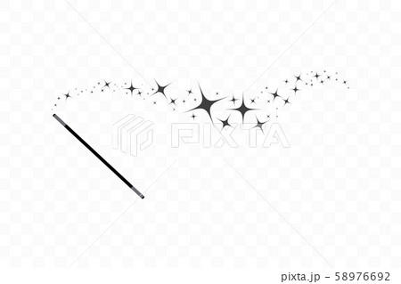 Magic wand with a stars. Trace of black dust. Magic abstract background isolated on on transparent Magic wand with a stars. Trace of black dust. Magic abstract background isolated on on transparent 58976692