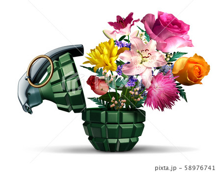 Grenade And Flowers 58976741
