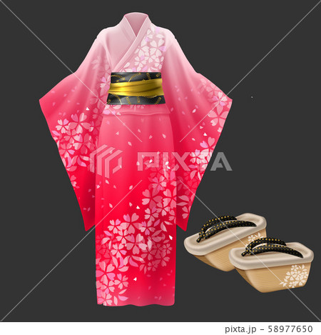 Kimono and geta, yukata japanese woman dress. 58977650