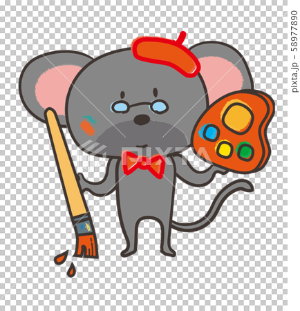 ベレー帽を被る鼠 / mouse with beretのイラスト素材 [58977890] - PIXTA