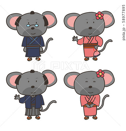 着物姿のねずみ/mouse dressed in a kimono 着物姿のねずみ/mouse dressed in a kimono 58977895
