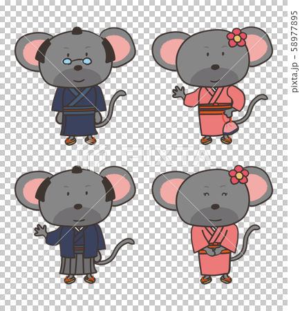 着物姿のねずみ/mouse dressed in a kimono 着物姿のねずみ/mouse dressed in a kimono 58977895