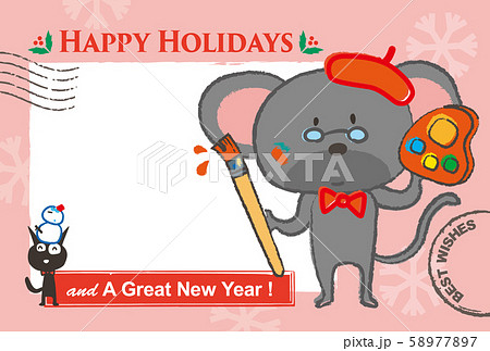 クリスマスカード / Christmas Card (mouse with pallet) クリスマスカード / Christmas Card (mouse with pallet) 58977897