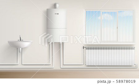 Boiler water heater with radiator and washbasin Boiler water heater with radiator and washbasin 58978019