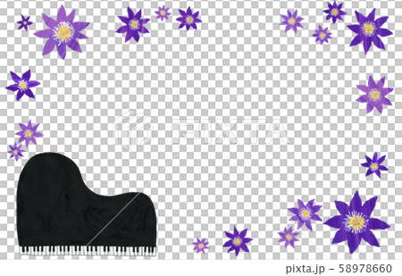 Grand piano and purple flowers 2 58978660