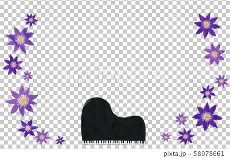 三角鋼琴和紫色的小花1 58978661