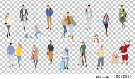 イラスト素材：人々、冬のファッション 58978856