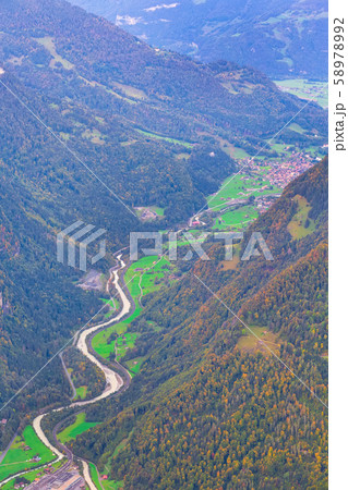 Lauterbrunnen valley aerial view in Swiss Alps, Switzerland 58978992