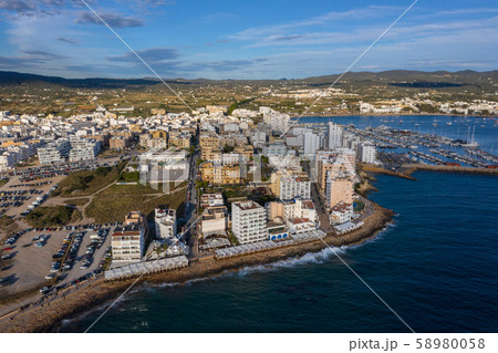 Landscape in marina bay, sea, buildings in city. 58980058