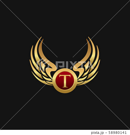 Luxury Letter T Emblem Wings logo design concept 58980141
