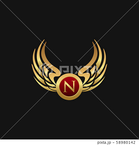 Luxury Letter N Emblem Wings logo design concept 58980142