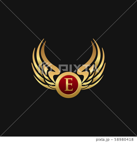 Luxury Letter E Emblem Wings logo design concept Luxury Letter E Emblem Wings logo design concept 58980418