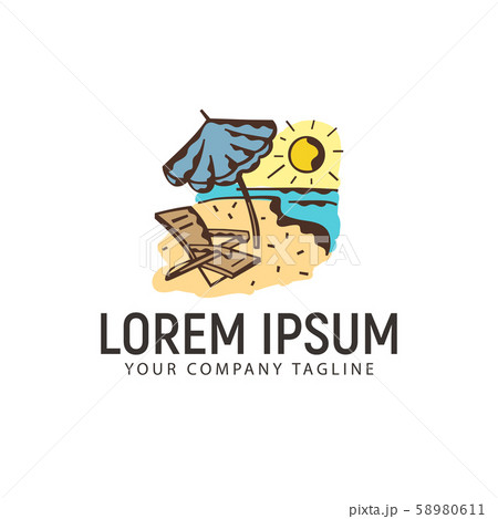 summer vacation logo. retro hand drawn logo design 58980611