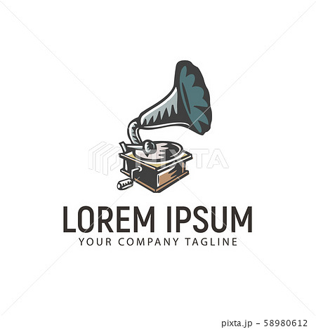 phonograph retro hand drawn logo design concept 58980612