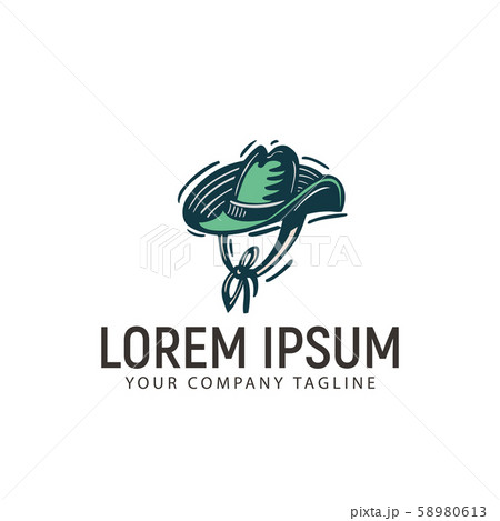 coboy hat retro hand drawn logo design concept 58980613