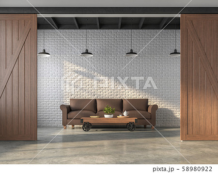 Industrial style living room 3d render 58980922