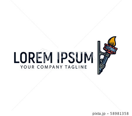 torch hand drawn logo design concept template torch hand drawn logo design concept template 58981358