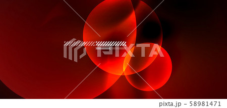 Glowing neon transparent bubbles background. Techno modern circles in dark space. Glowing neon transparent bubbles background. Techno modern circles in dark space. 58981471