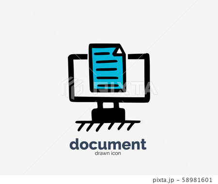 Hand drawn doodle document on the screen icon design Hand drawn doodle document on the screen icon design 58981601