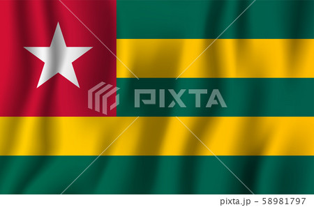 Togo realistic waving flag vector illustration. Togo realistic waving flag vector illustration. 58981797