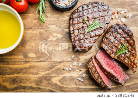 Grilled marbled meat steak 58981848