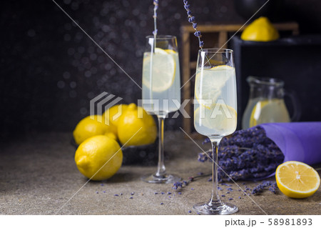 Lemonade with lemons and lavender Lemonade with lemons and lavender 58981893
