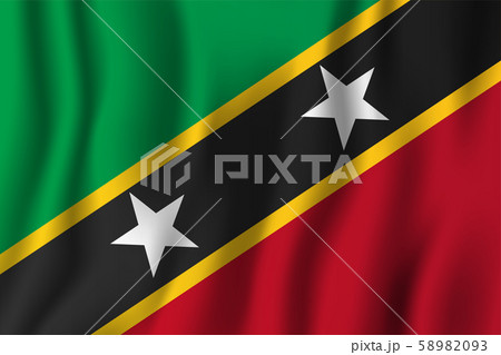 Saint Kitts and Nevis realistic waving flag vector Saint Kitts and Nevis realistic waving flag vector 58982093
