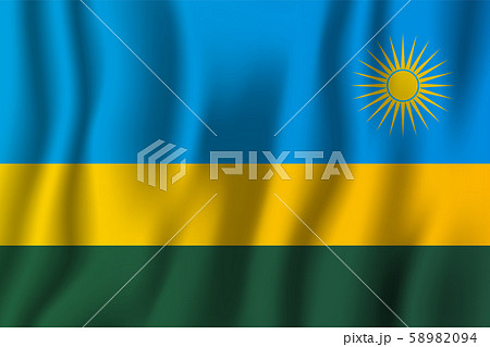 Rwanda realistic waving flag vector illustration. Rwanda realistic waving flag vector illustration. 58982094