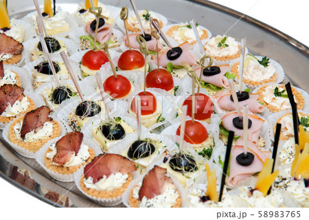catering food, mini canapes, snacks and 58983765