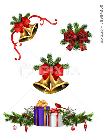Christmas decorations with fir tree golden jingle bells Christmas decorations with fir tree golden jingle bells 58984300