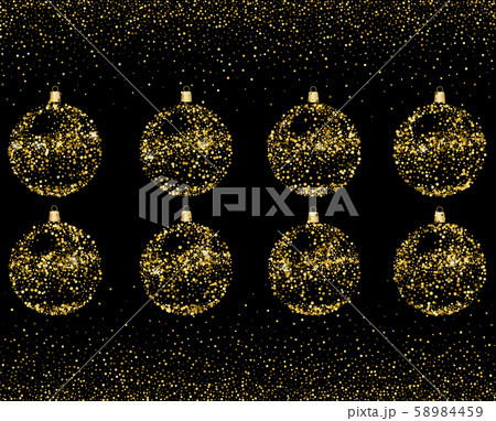 Christmas glitter golden decoration. Balls isolated on black 58984459