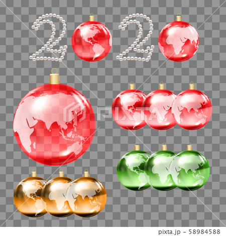 Shining holiday design with balls set and pearls 58984588