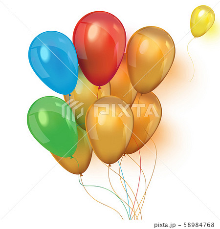 An illustration of a set of colourful birthday or party balloons 58984768