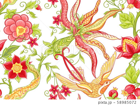 Fantasy flowers, traditional Jacobean embroidery Fantasy flowers, traditional Jacobean embroidery 58985072