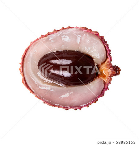 half lychee fruit isolate on a white background half lychee fruit isolate on a white background 58985155